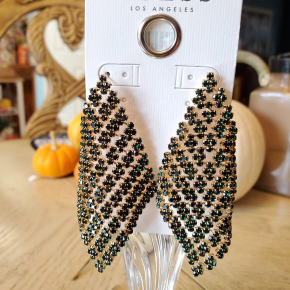 New green/gold tone Guess Earrings - Picture 3 of 4